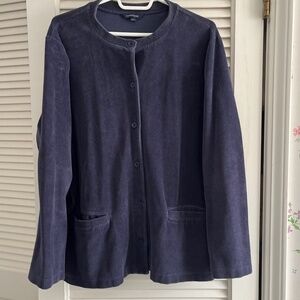 Lands' End Navy Cotton Blend Corduroy Chore Jacket 1X